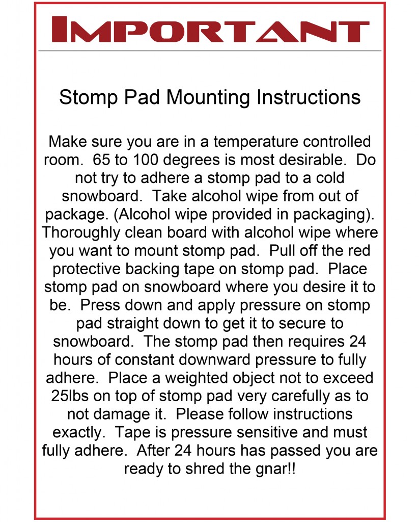 Microsoft Word - Stomp pad mounting instructions.docx